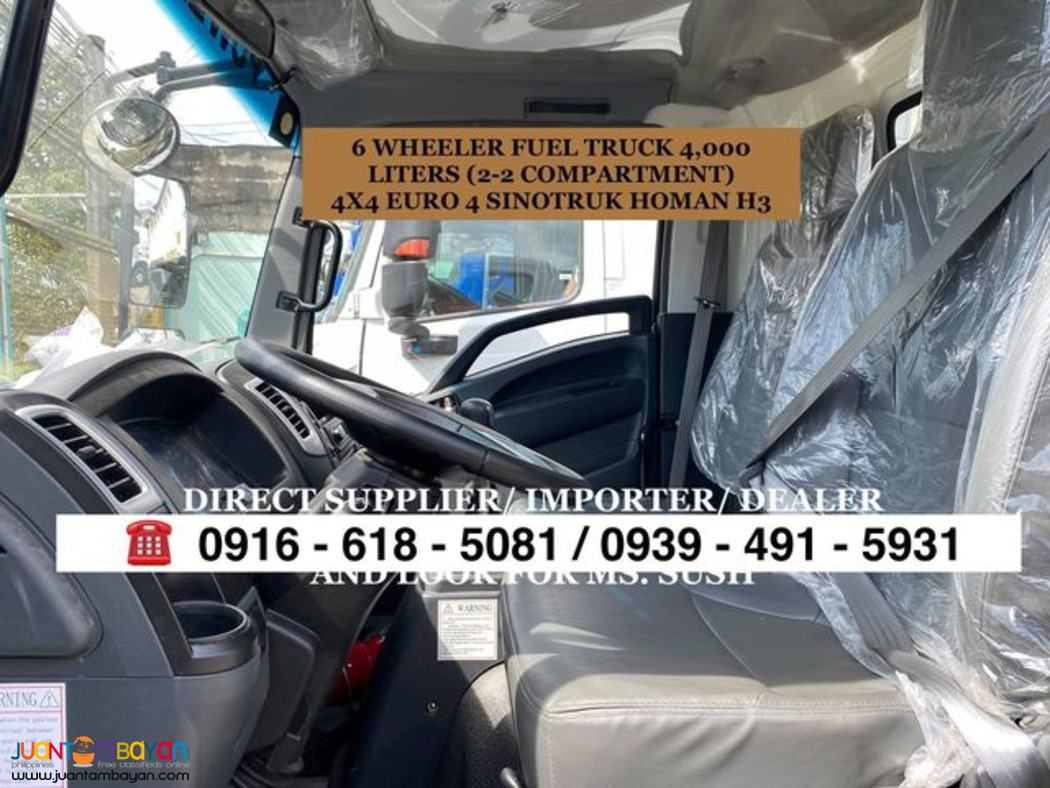 FUEL TRUCK 4,000 LITERS 6 WHEELER SINOTRUK HOMAN H3 4X2 & 4X4