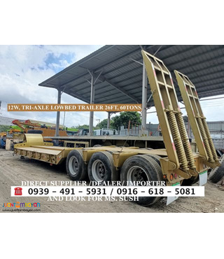 12-Wheeler tri-Axle LOW BED TRAILER 26ft 60 tons brand new for sale