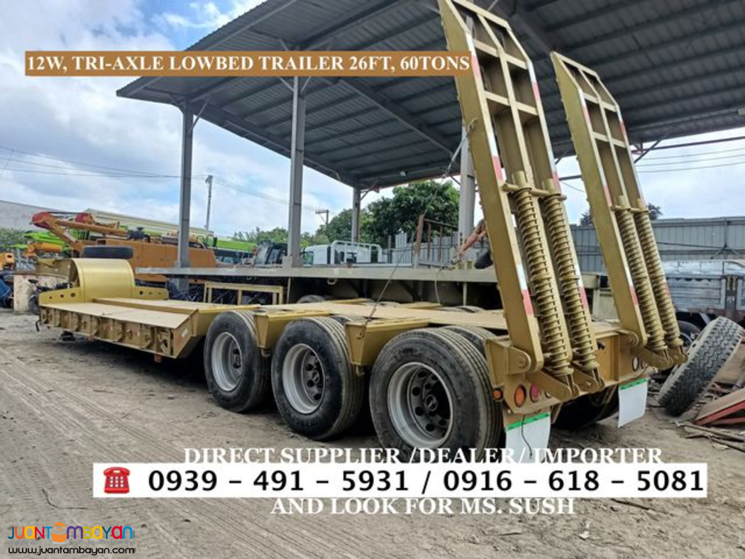 12-Wheeler tri-Axle LOW BED TRAILER 26ft 60 tons brand new for sale