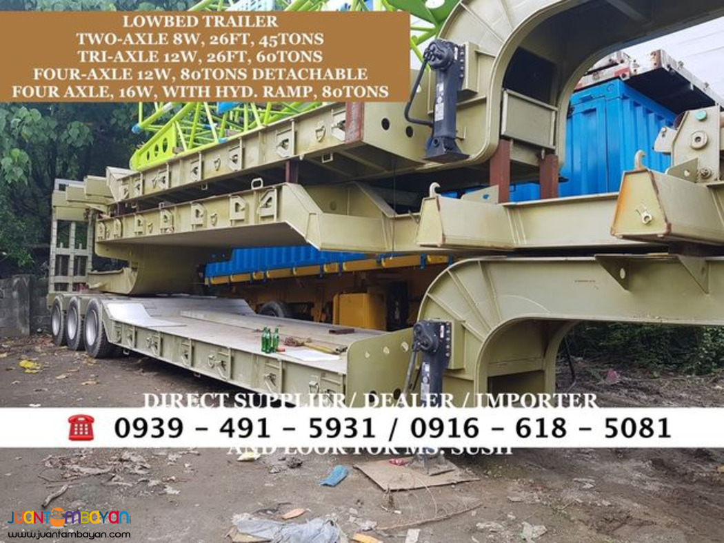 12-Wheeler tri-Axle LOW BED TRAILER 26ft 60 tons brand new for sale
