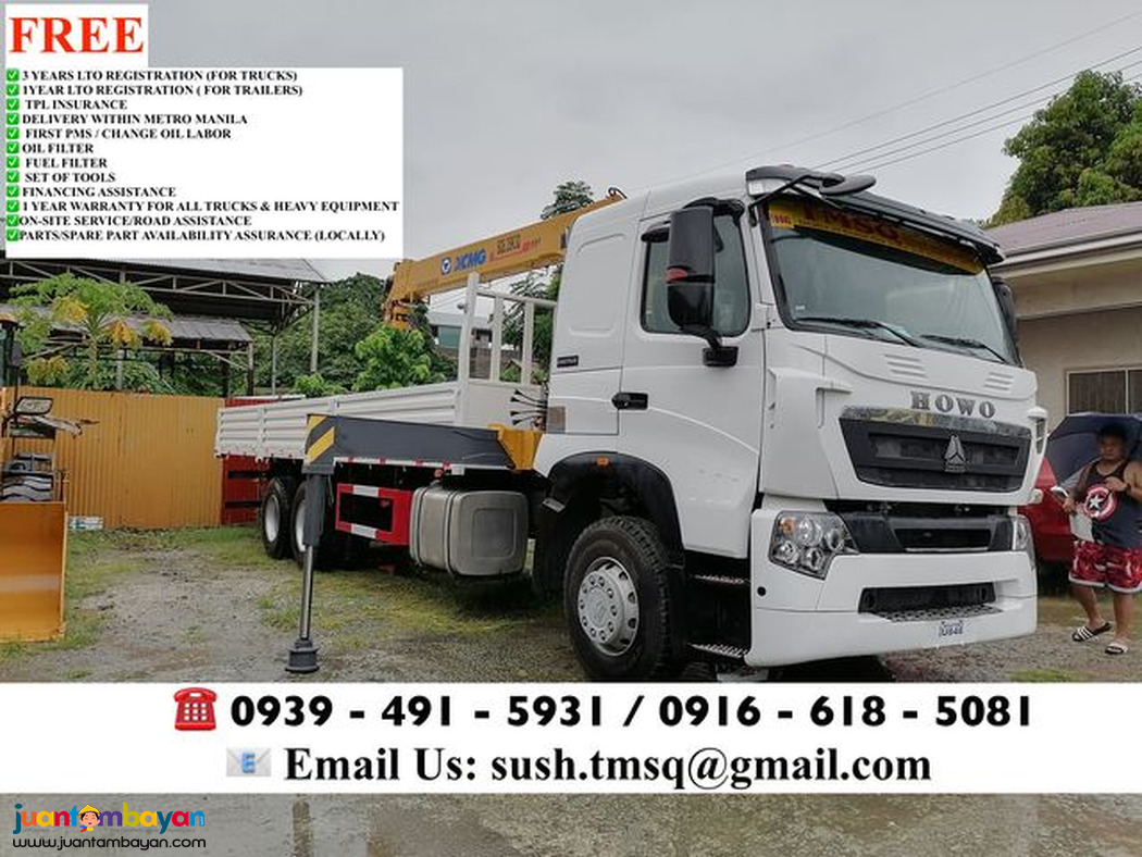 10 TONS CARGO BOOM TRUCK 10 WHEELER HOWO A7 EURO 2