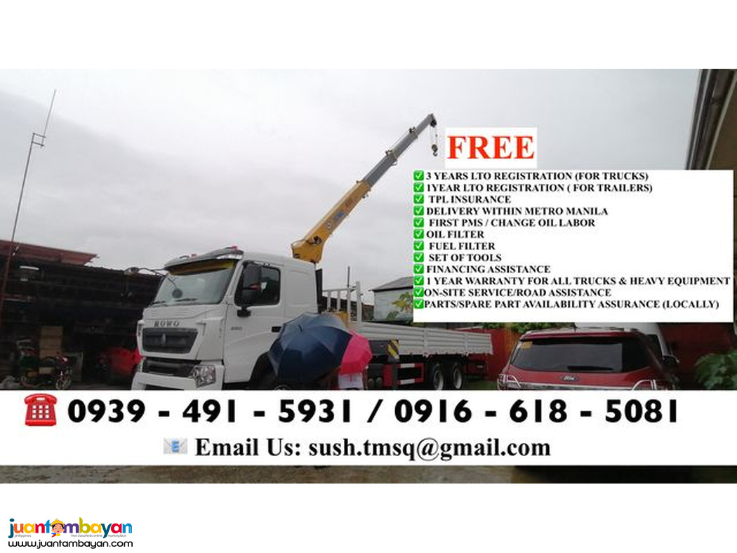 10 TONS CARGO BOOM TRUCK 10 WHEELER HOWO A7 EURO 2