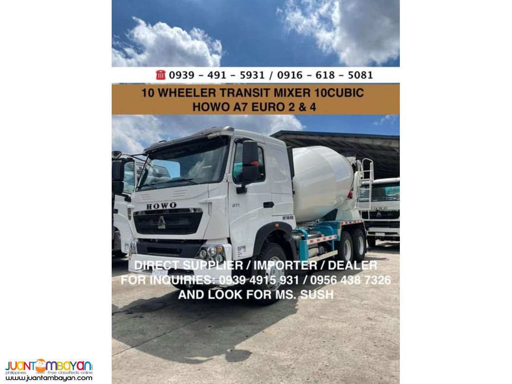 10 WHEELER TRANSIT MIXER 10 CUBIC HOWO A7 EURO 2 & EURO 4