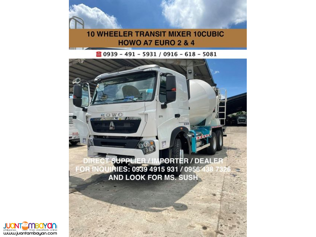 10 WHEELER TRANSIT MIXER 10 CUBIC HOWO A7 EURO 2 & EURO 4