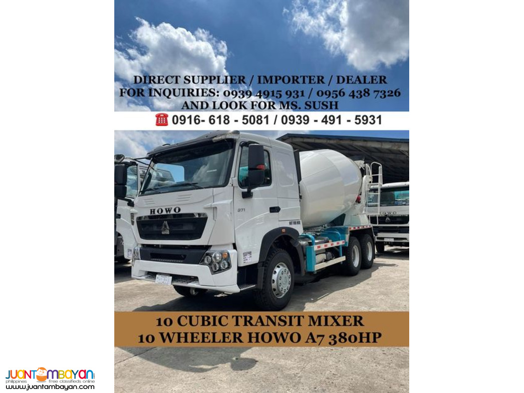 10 WHEELER TRANSIT MIXER 10 CUBIC HOWO A7 EURO 2 & EURO 4