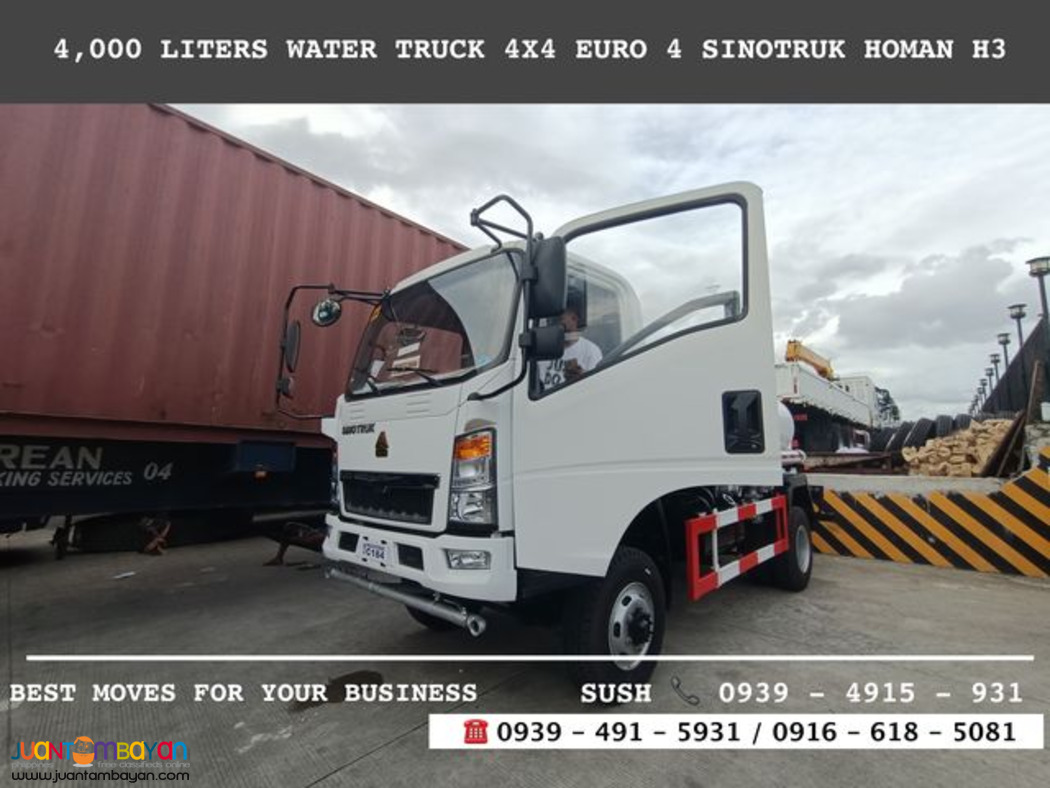 4,000 LITERS WATER TRUCK 6 WHEELER SINOTRUK HOMAN H3
