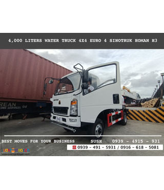 4,000 LITERS WATER TRUCK 6 WHEELER SINOTRUK HOMAN H3