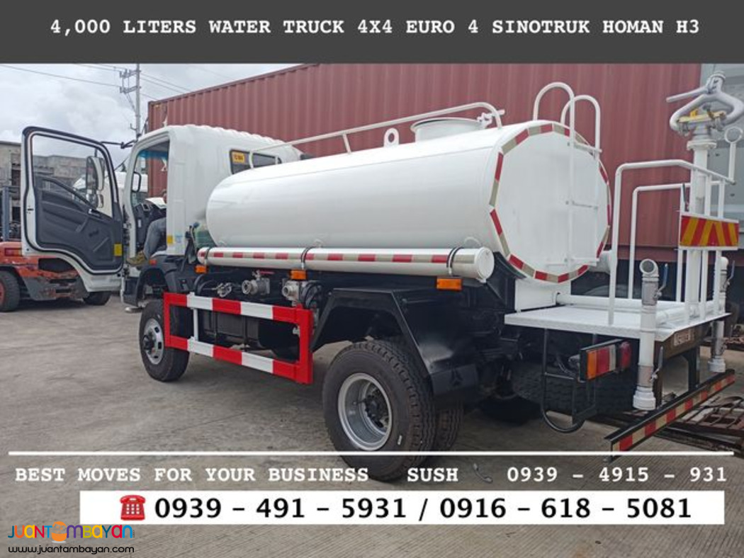 4,000 LITERS WATER TRUCK 6 WHEELER SINOTRUK HOMAN H3