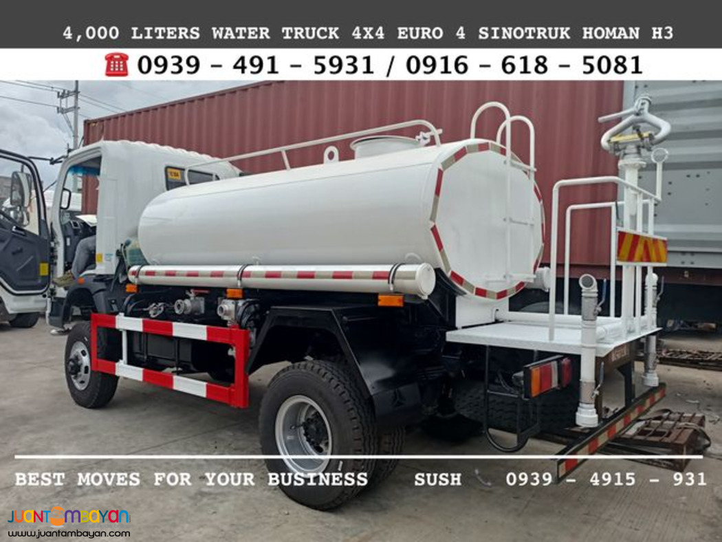 4,000 LITERS WATER TRUCK 6 WHEELER SINOTRUK HOMAN H3