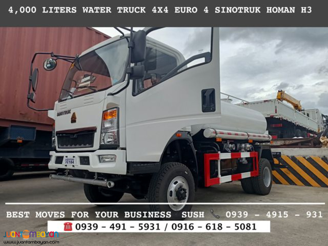 4,000 LITERS WATER TRUCK 6 WHEELER SINOTRUK HOMAN H3