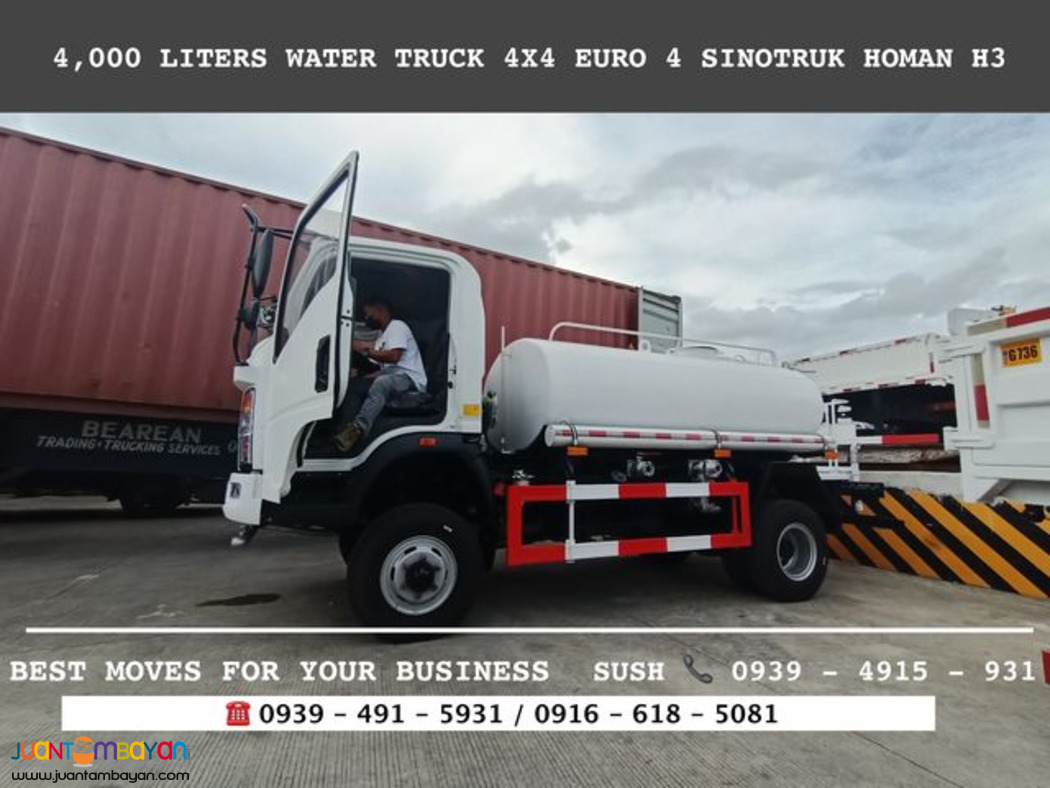 4,000 LITERS WATER TRUCK 6 WHEELER SINOTRUK HOMAN H3