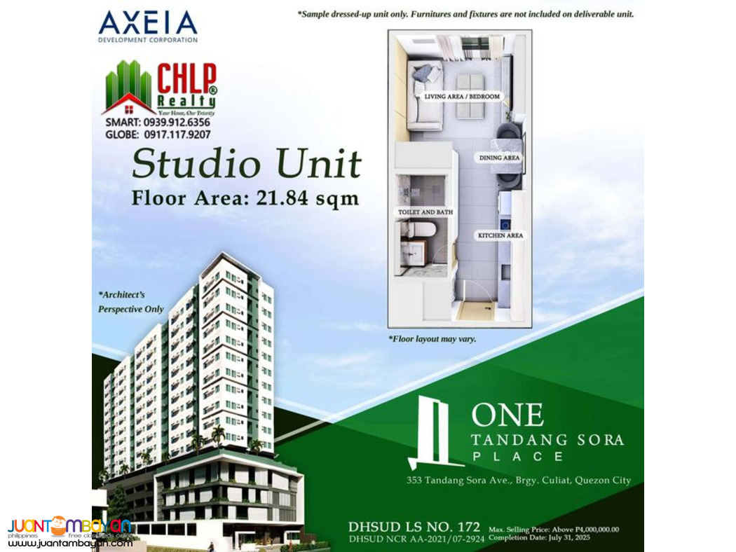 Condo units for sale with free 1.5hp aircon in Quezon city