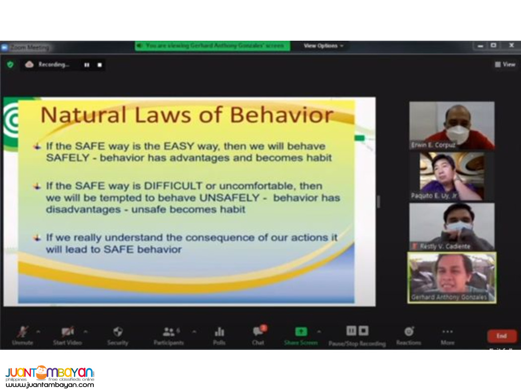 Online BBS Training DOLE Accredited Training Behavior Based Safety