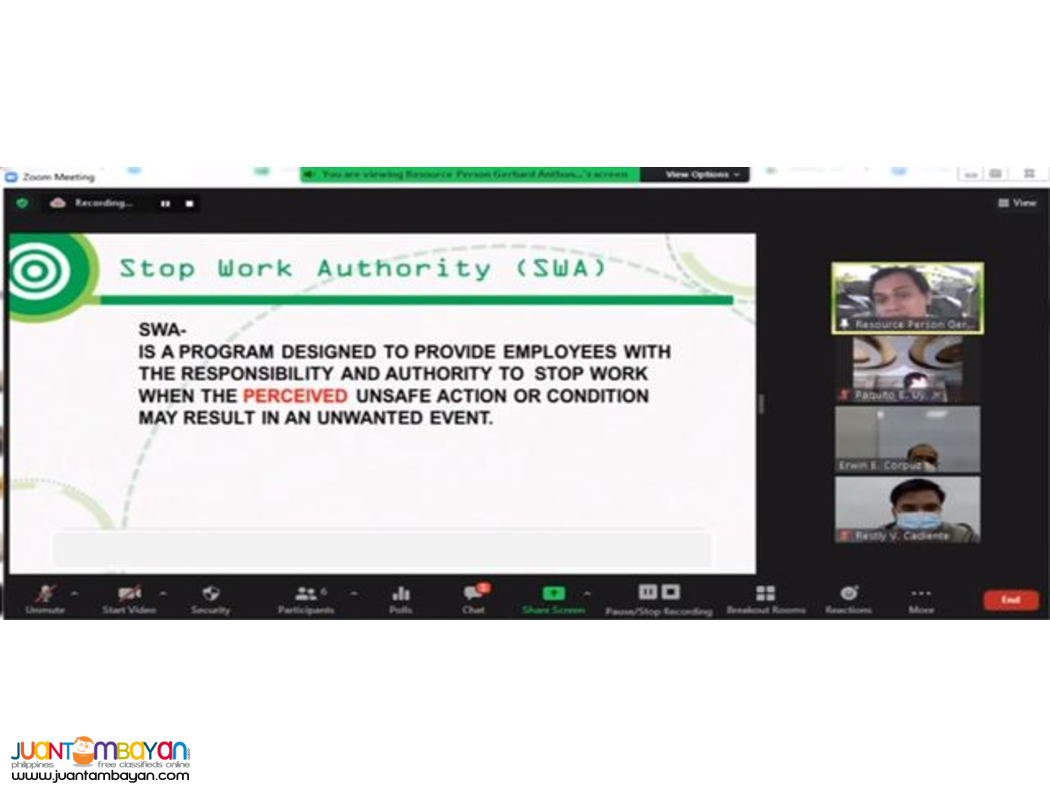 Online BBS Training DOLE Accredited Training Behavior Based Safety