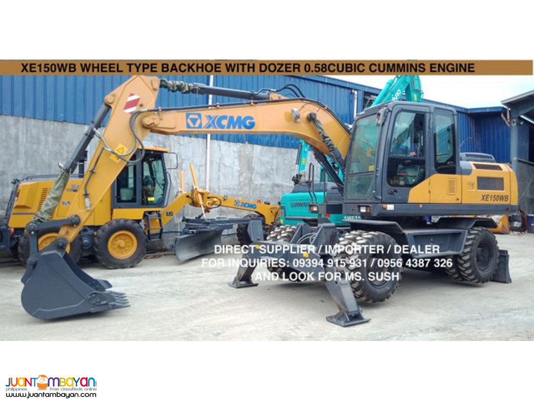 brand new backhoe excavator xE150 o.58 cubic wheel type