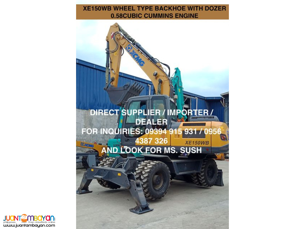 brand new backhoe excavator xE150 o.58 cubic wheel type