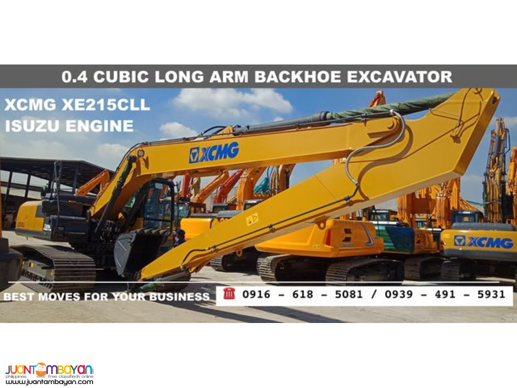 0.4 cubic Long Arm Backhoe Excavator XCMG XE215CLL Isuzu Engine