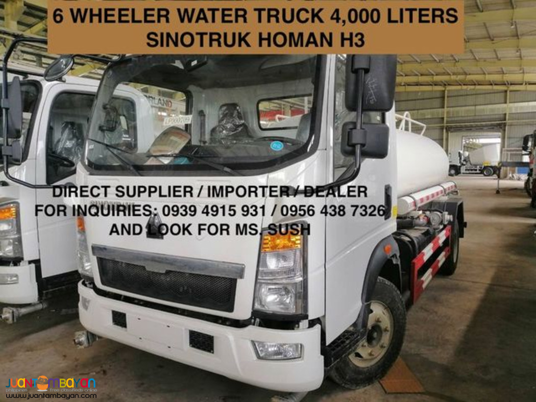 brand new 6 wheeler water truck 4000 liter for sale