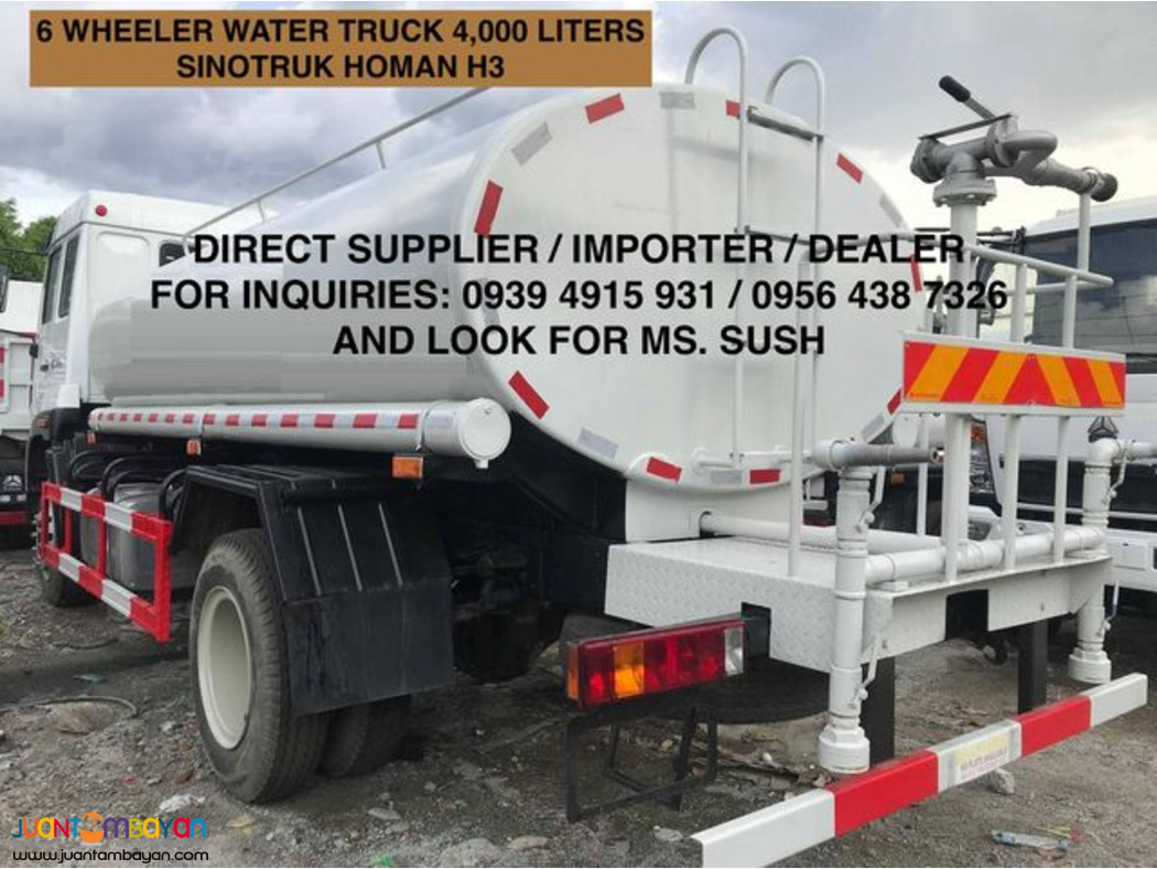 brand new 6 wheeler water truck 4000 liter for sale