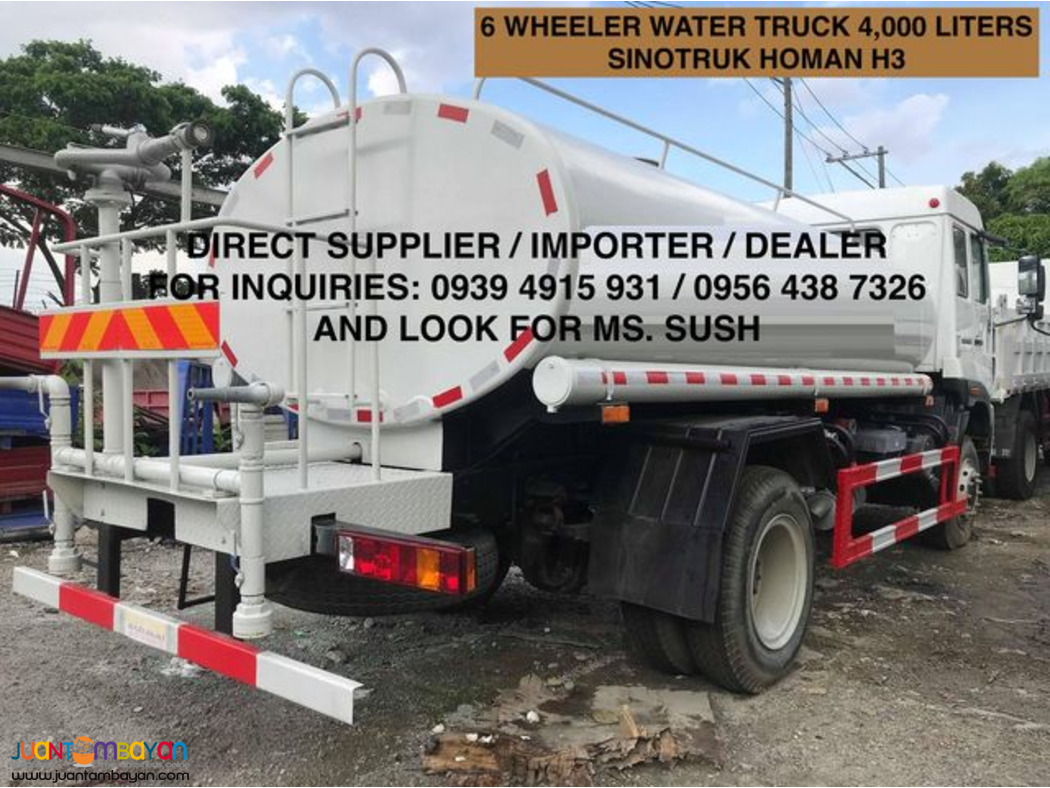 brand new 6 wheeler water truck 4000 liter for sale