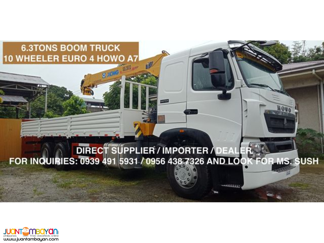 10 wheeler 6.3tons telescopic boom truck howo a7 euro 2 & 4 
