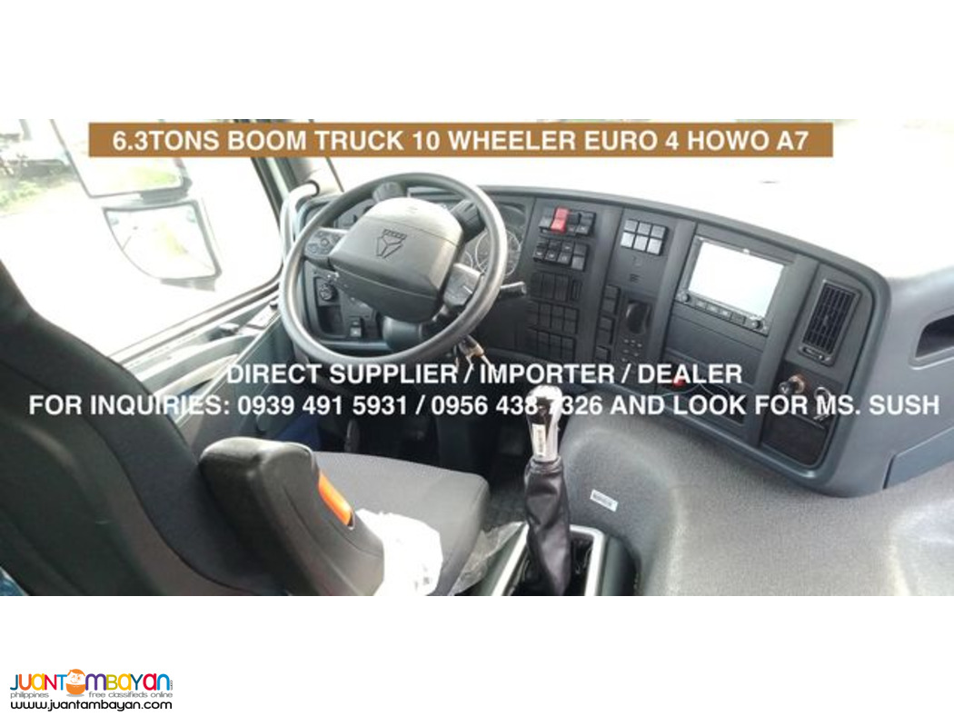 10 wheeler 6.3tons telescopic boom truck howo a7 euro 2 & 4 