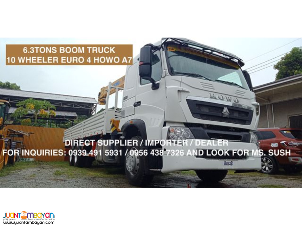 10 wheeler 6.3tons telescopic boom truck howo a7 euro 2 & 4 