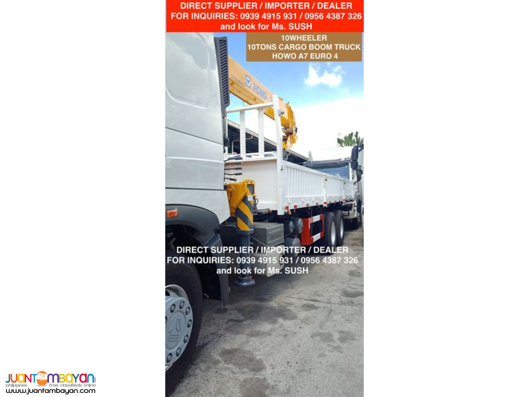 10 tons boom truck 10 wheeler howo a7 euro 2 & euro 4 for sale