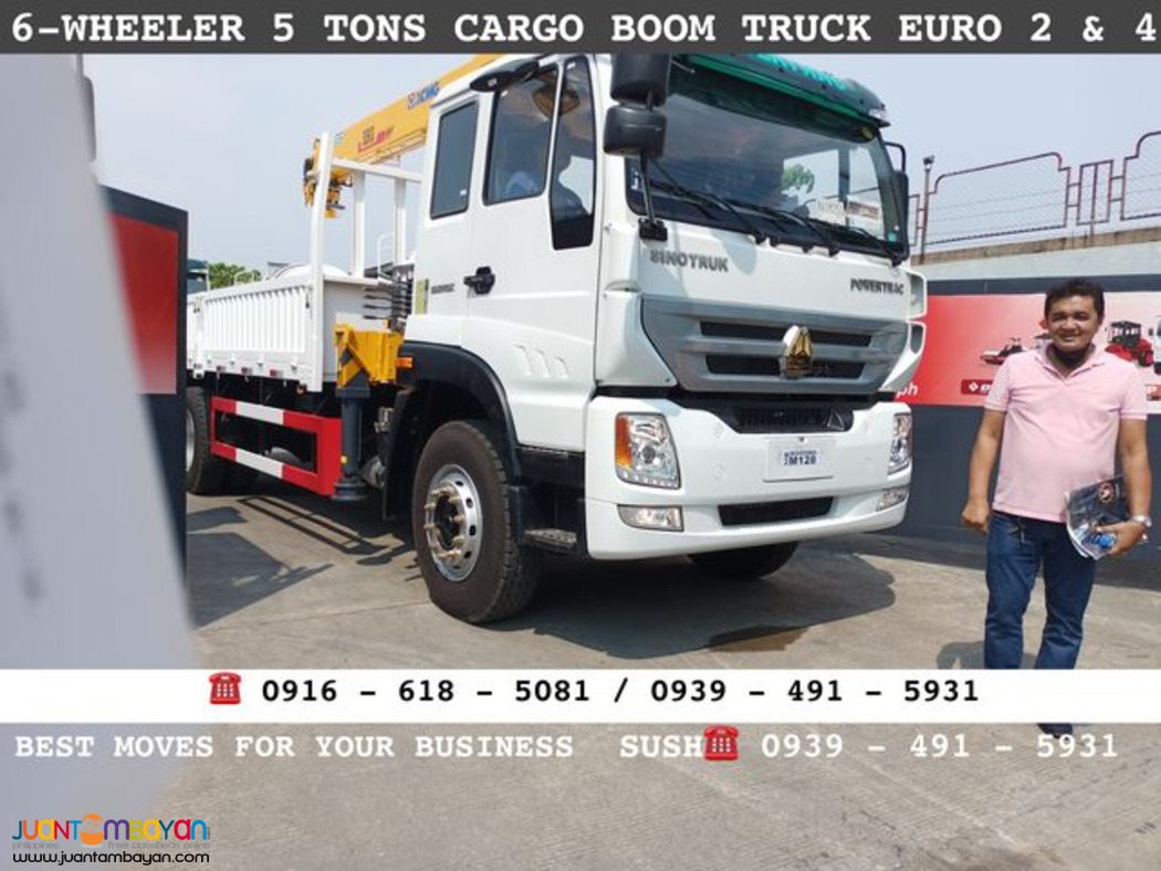 6 wheeler 5 tons Cargo boom truck sinotruk homan h5 for sale