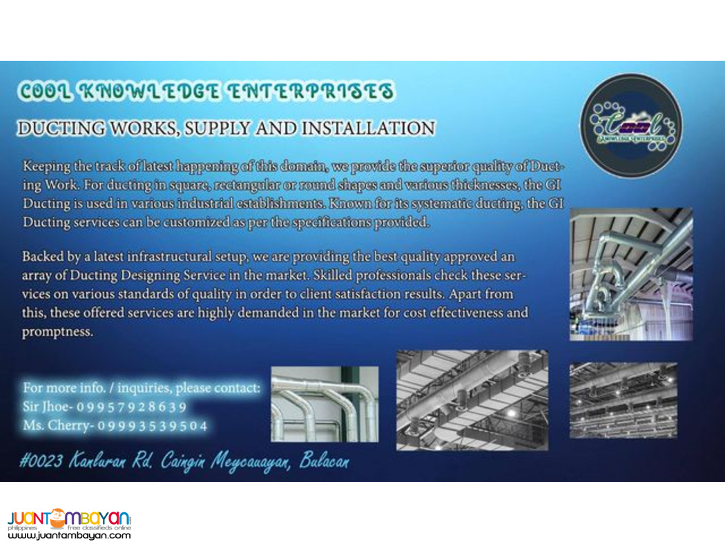 Ducting Works Supply Installation for commercial Establishments Ducting Works Supply Installation for commercial Establishments