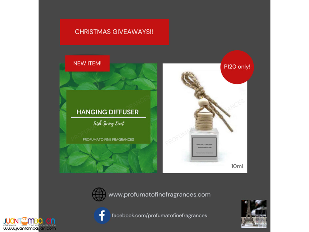 Irish Spring Inspired Hanging Diffuser by PROFUMATO FINE FRAGRANCES!