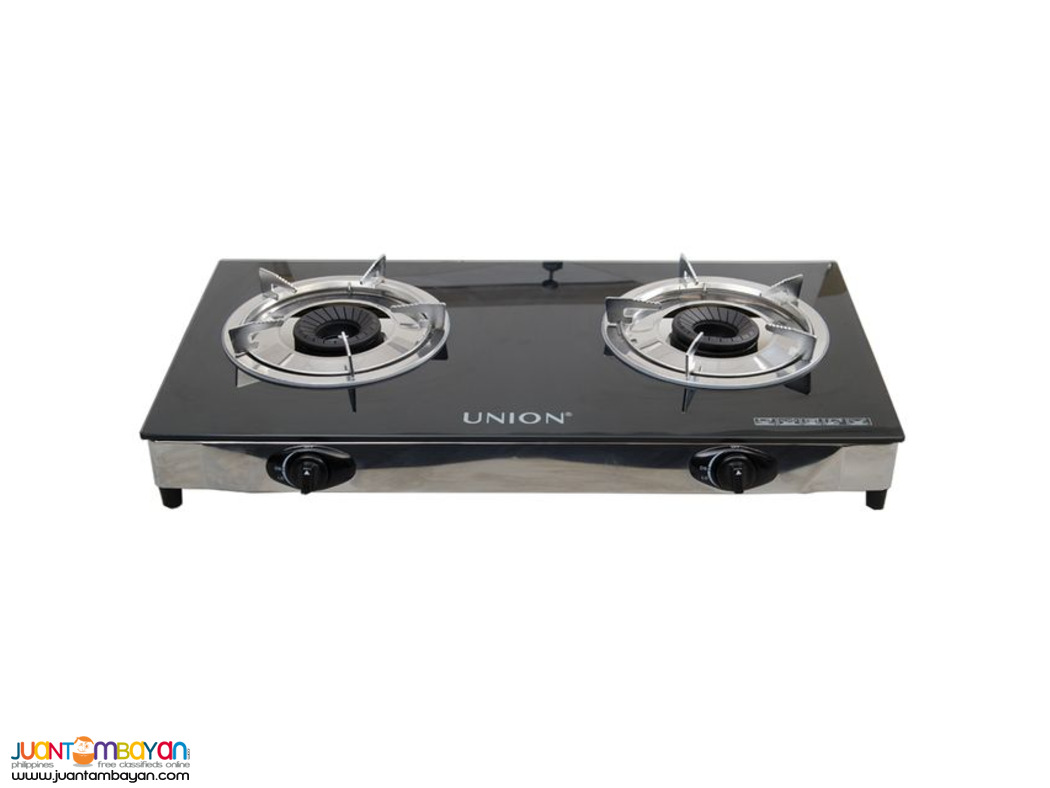Union Double Burner Glass Top Panel Gas Stove For Sale