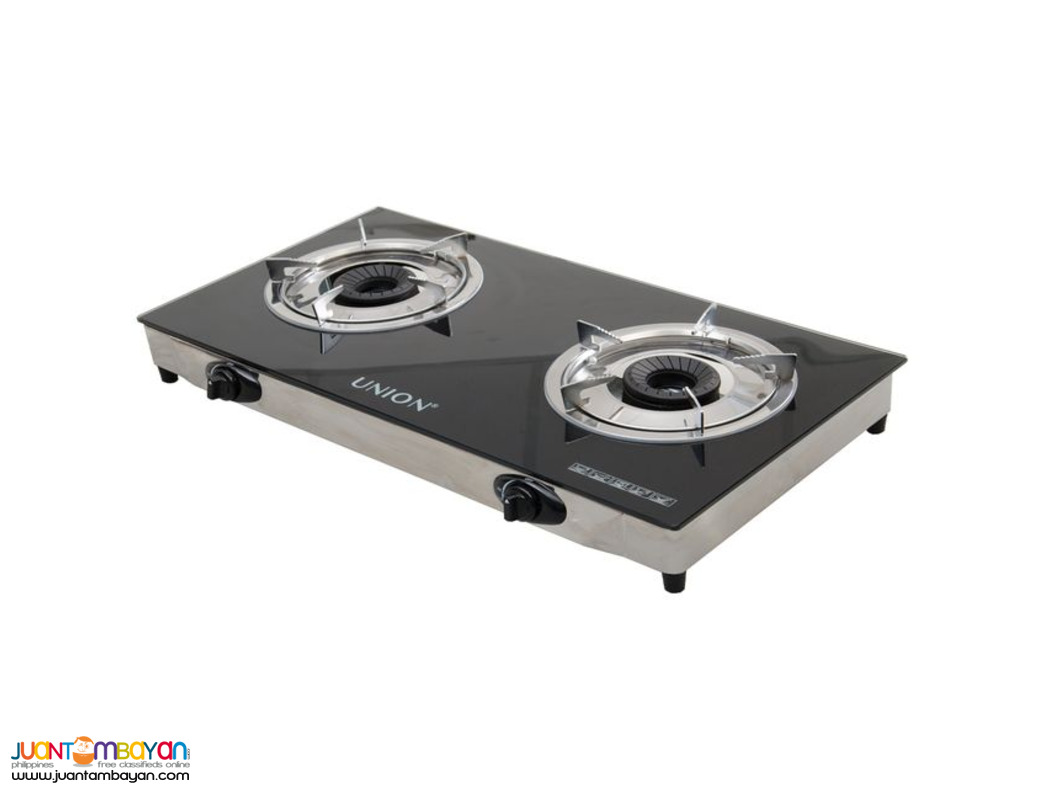 Union Double Burner Glass Top Panel Gas Stove For Sale