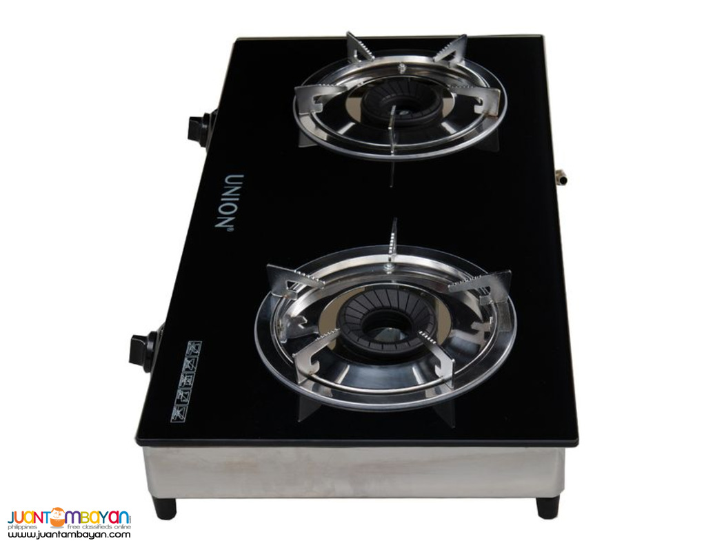 Union Double Burner Glass Top Panel Gas Stove For Sale