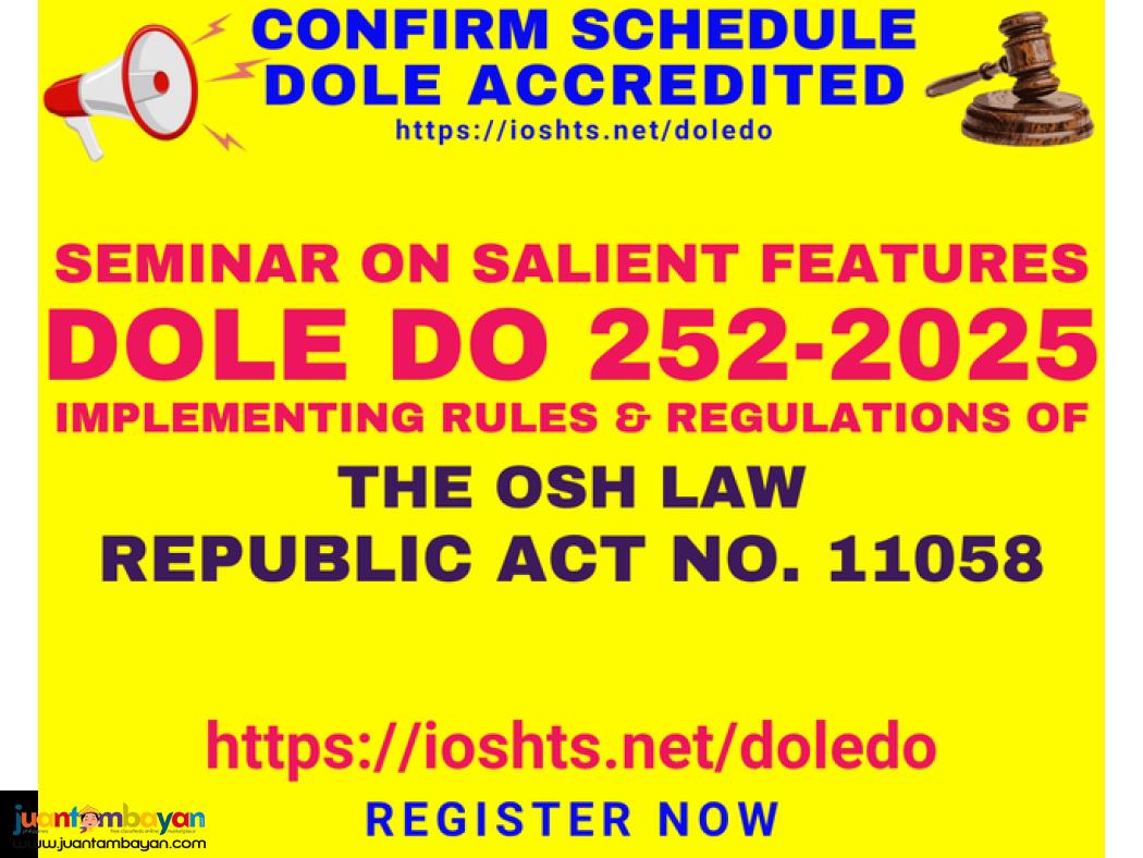 DOLE Department Order 252 series 2025 Compliance seminar Online