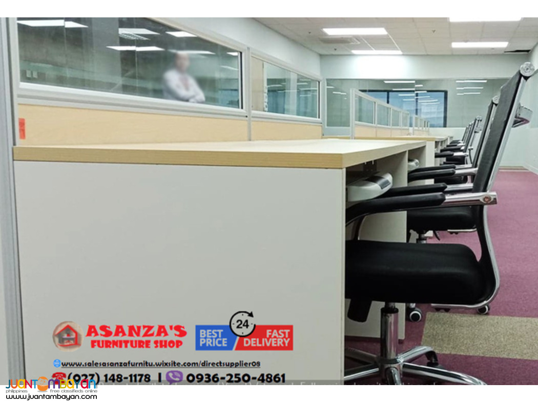 Office Table Design-Front Panel Divider (Fabric With Glass)