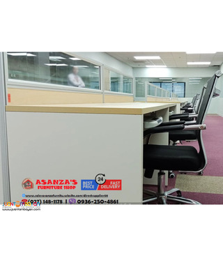 Office Table Design-Front Panel Divider (Fabric With Glass)