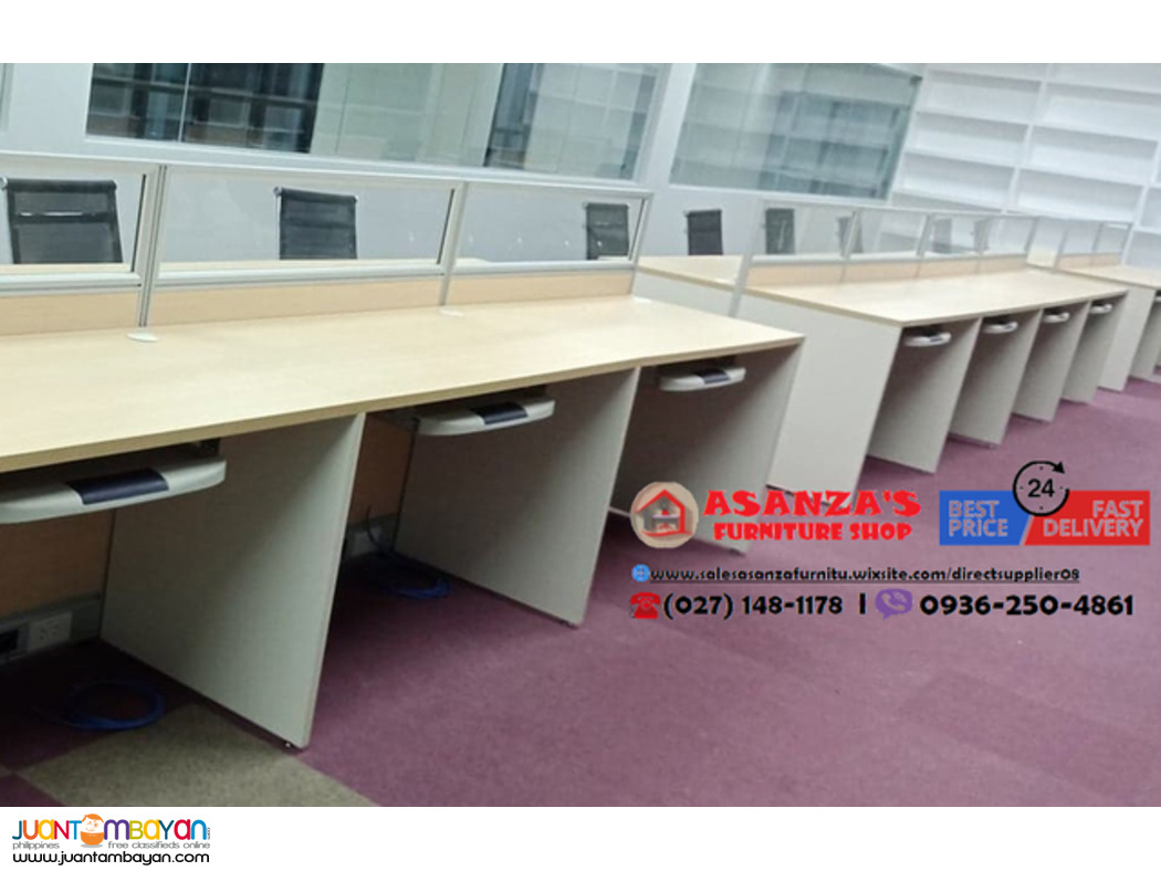 Office Table Design-Front Panel Divider (Fabric With Glass)
