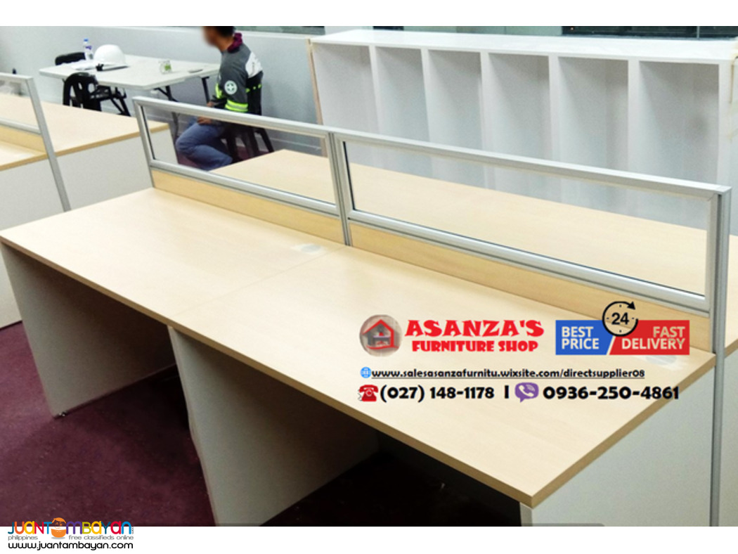 Office Table Design-Front Panel Divider (Fabric With Glass)