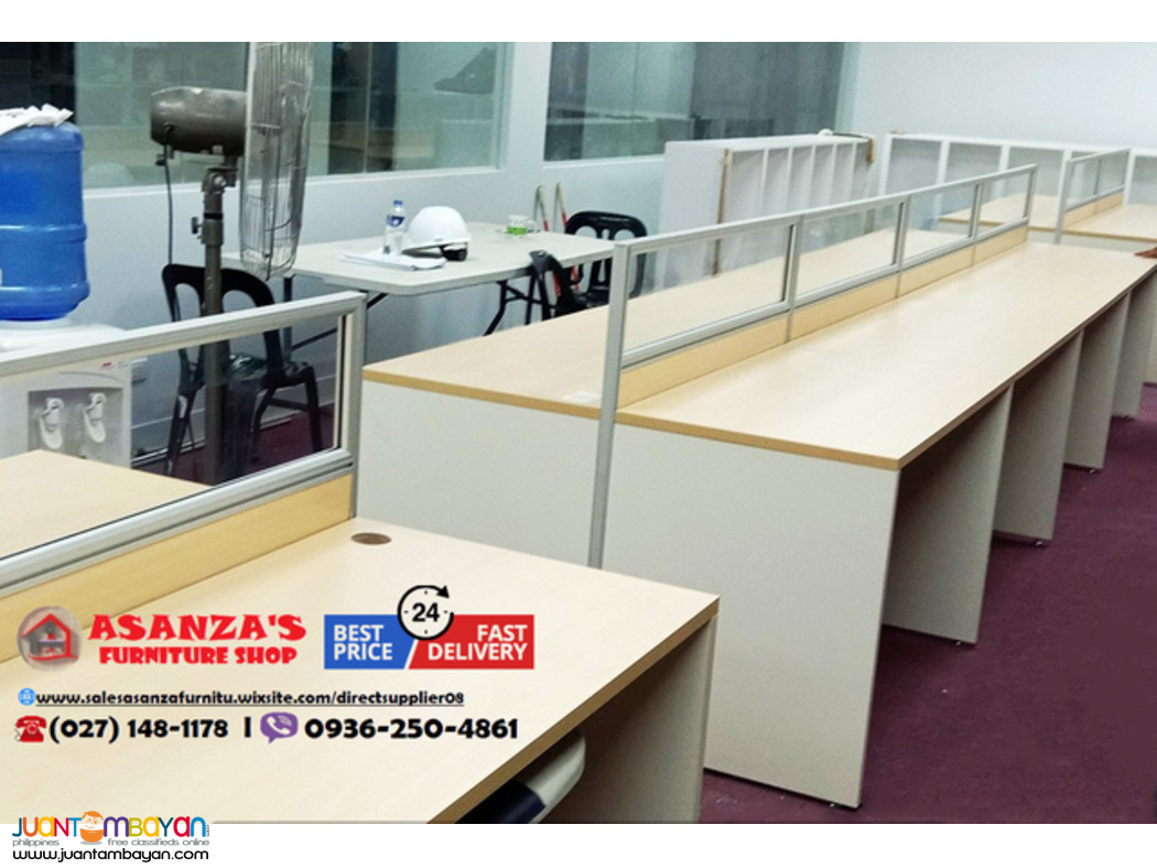 Office Table Design-Front Panel Divider (Fabric With Glass)