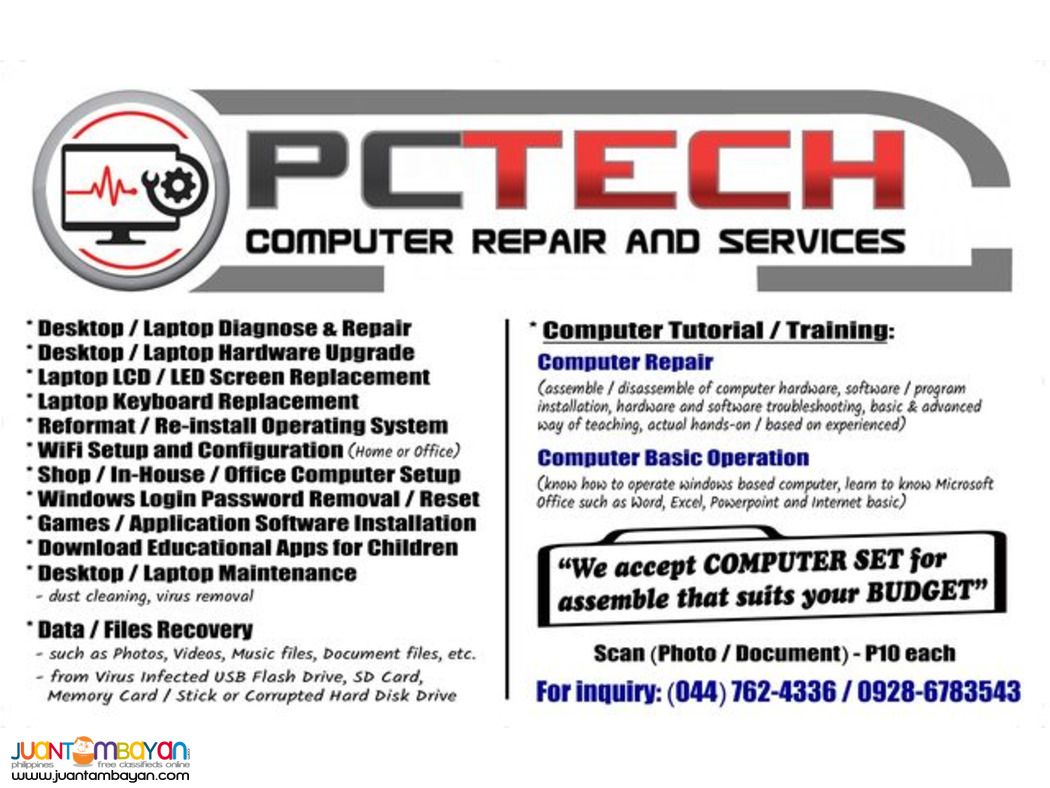 COMPUTER REPAIR TRAINING (Desktop / Laptop) Basic and Advanced
