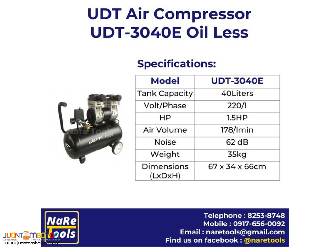 Air Compressor - Oil less 1.5HP