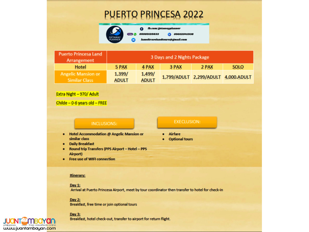 PUERTO PRINCESA LAND ARRANGEMENT
