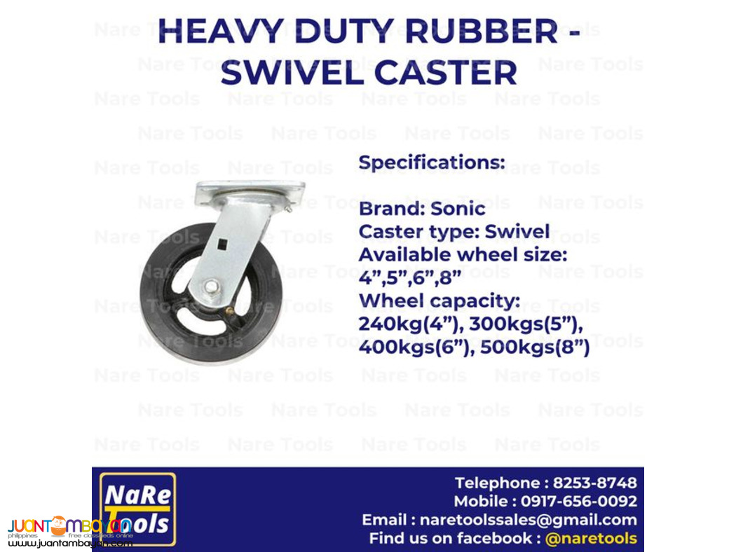 SONIC Heavy Duty Rubber - Swivel Caster Wheel