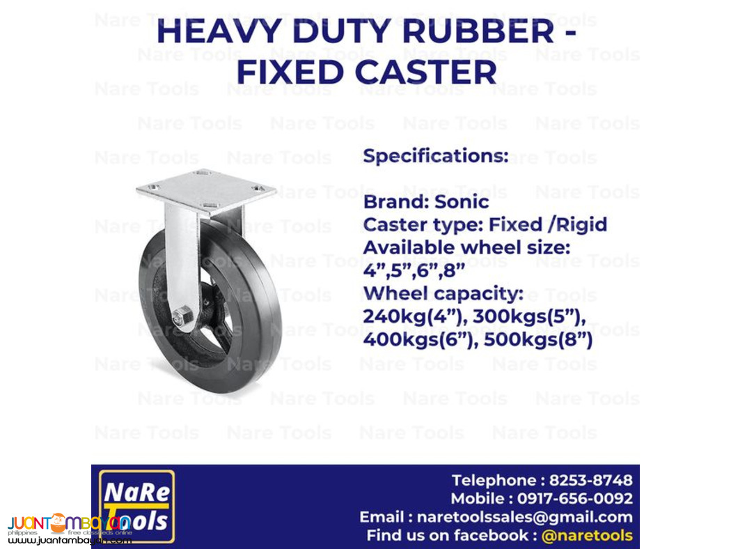SONIC heavy Duty Rubber - Fixed Caster Wheel