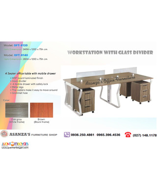 MODERN DESIGN | WORKSTATION W/ GLASS SCREEN DIVIDER | FACTORY PRICE