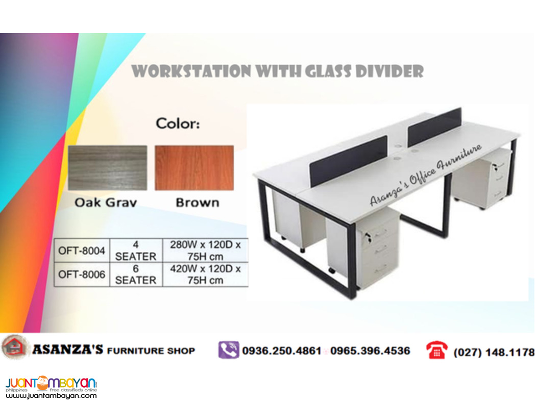 MODERN DESIGN | WORKSTATION W/ GLASS SCREEN DIVIDER | FACTORY PRICE