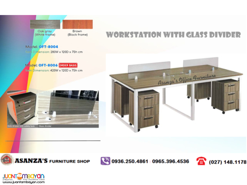 MODERN DESIGN | WORKSTATION W/ GLASS SCREEN DIVIDER | FACTORY PRICE