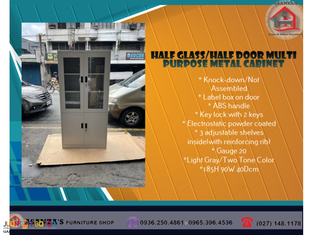 Half Glass / Half Door Multi Purpose Metal Cabinet | Factory Price