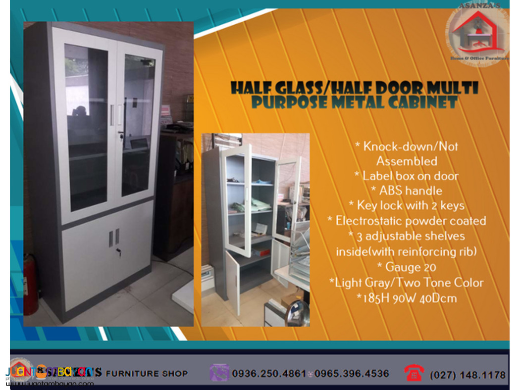 Half Glass / Half Door Multi Purpose Metal Cabinet | Factory Price